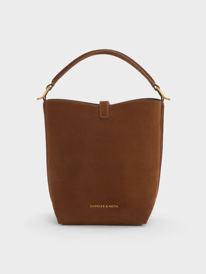 CHARLES & KEITH Customer Favorite / Cesia Metallic-Accent Bucket Bag - Pecan Brown