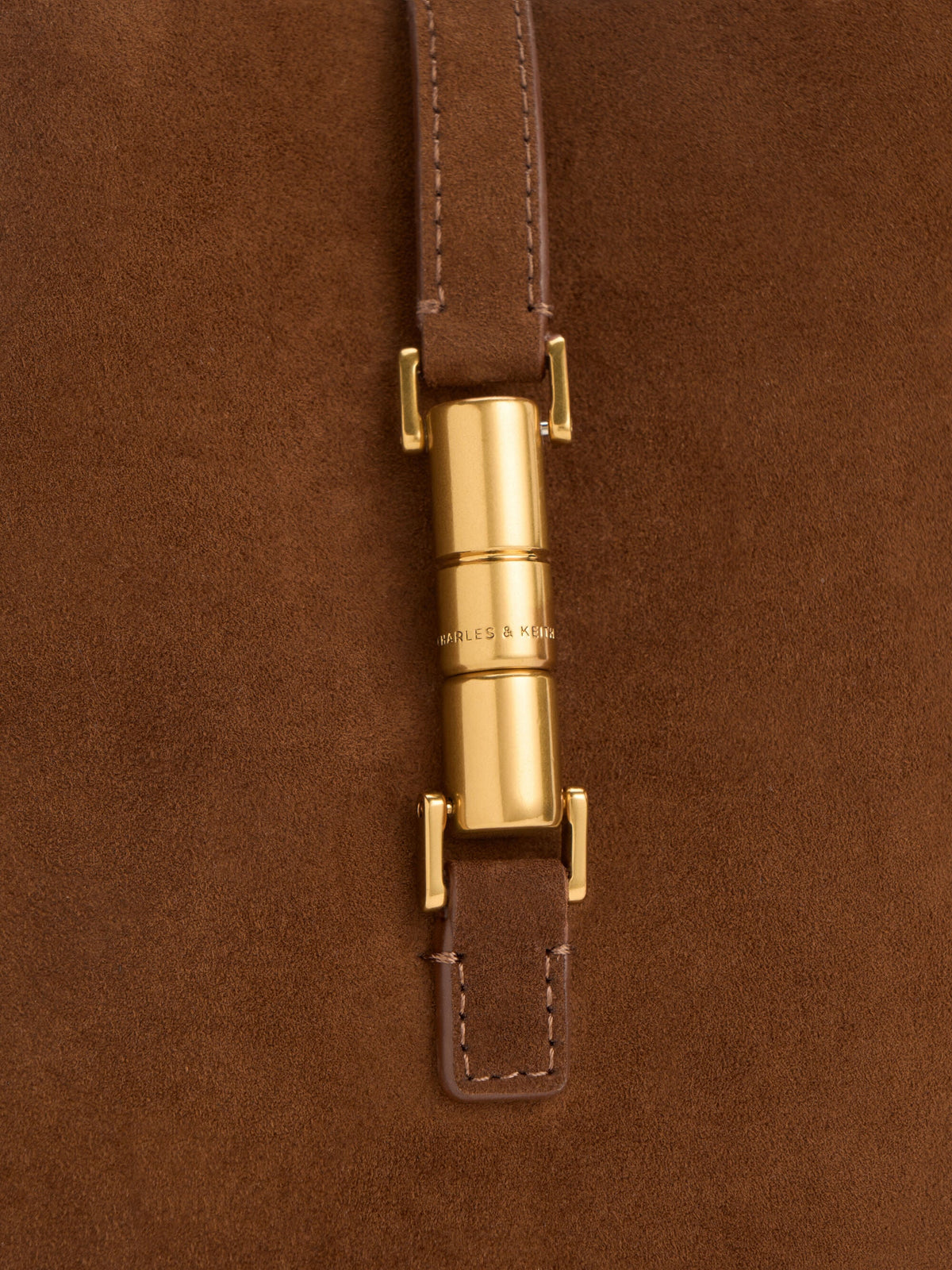 CHARLES & KEITH Customer Favorite / Cesia Metallic-Accent Bucket Bag - Pecan Brown