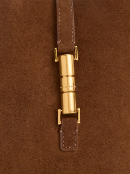 CHARLES & KEITH Customer Favorite / Cesia Metallic-Accent Bucket Bag - Pecan Brown