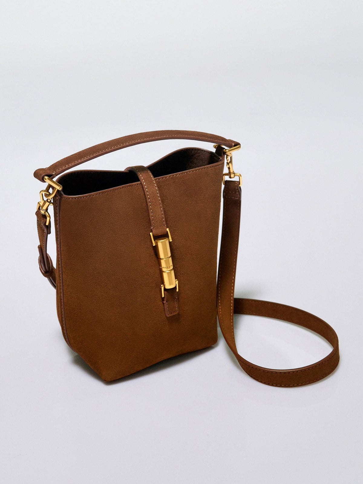 CHARLES & KEITH Customer Favorite / Cesia Metallic-Accent Bucket Bag - Pecan Brown