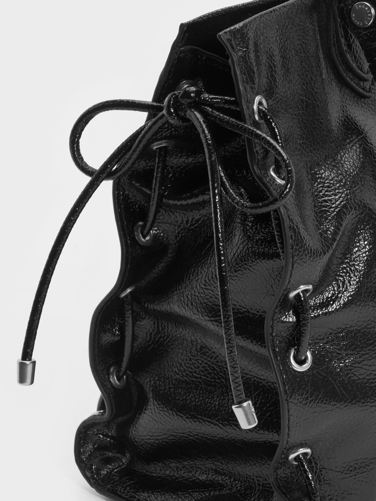 CHARLES & KEITH Special Offer / Large Nylah Grommet Lace-Up Tote Bag - Noir