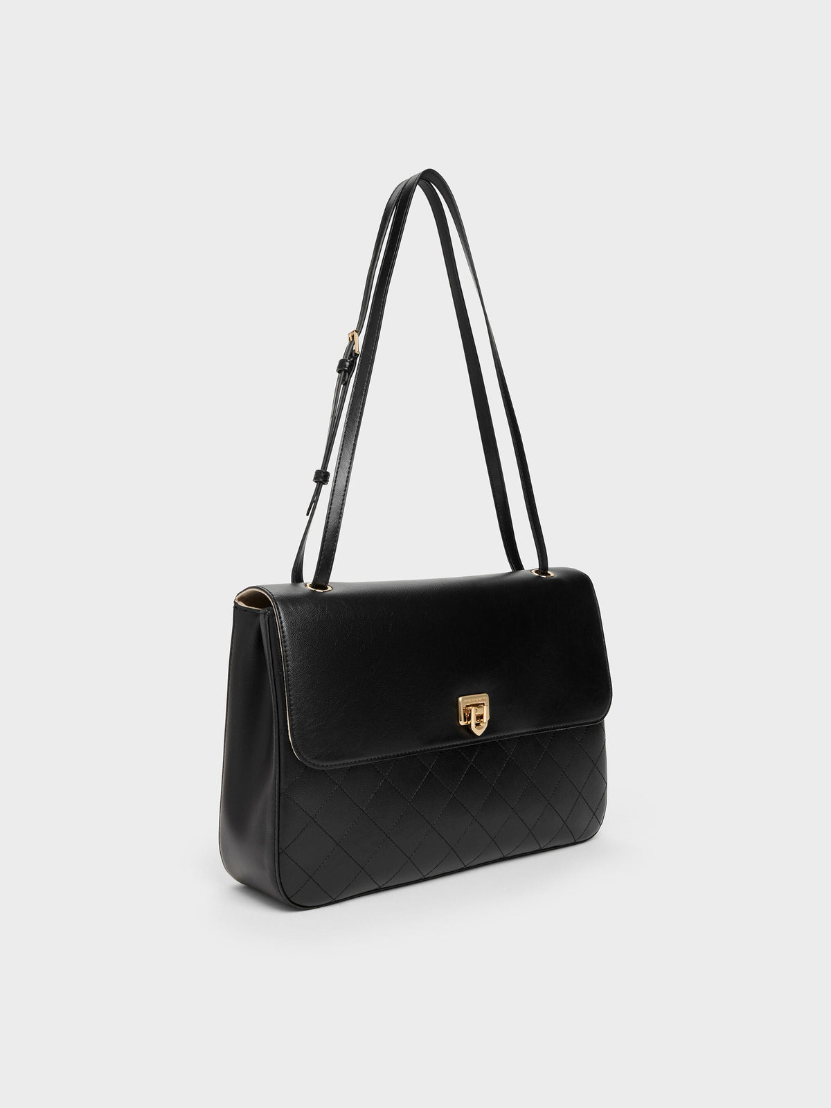CHARLES & KEITH Everyday / Connie Quilted Shoulder Bag - Black