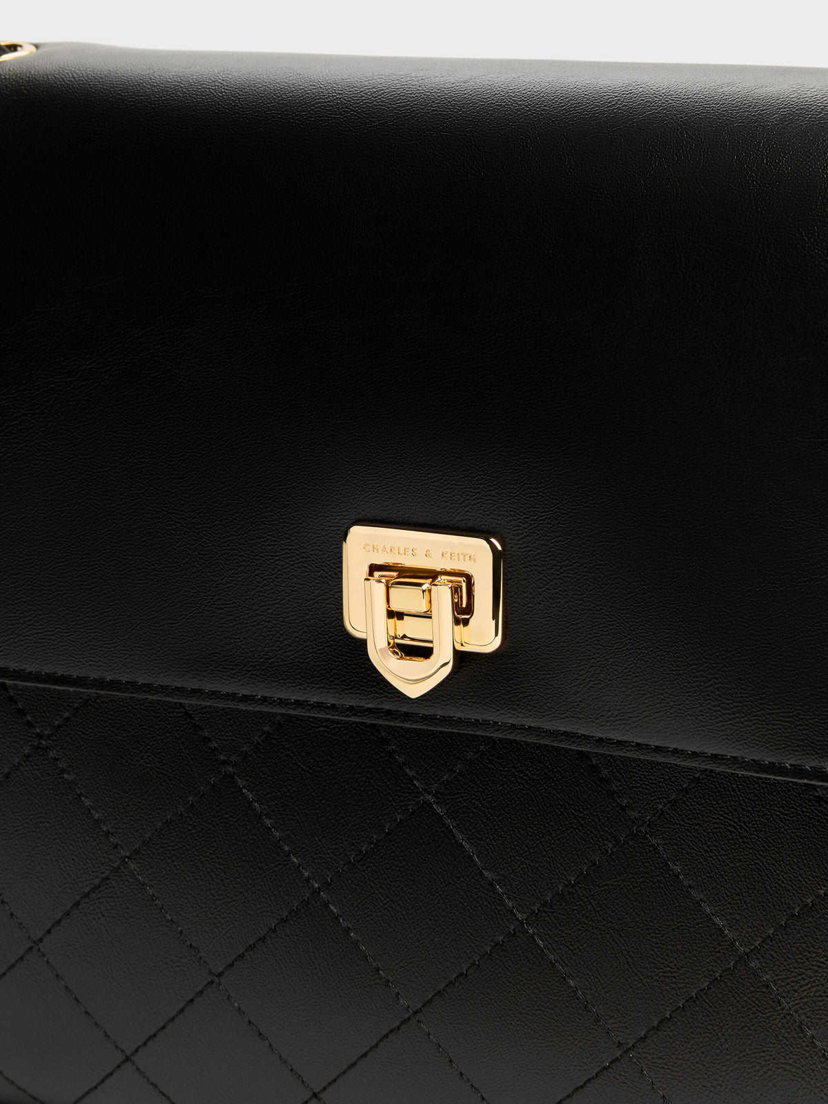 CHARLES & KEITH Everyday / Connie Quilted Shoulder Bag - Black