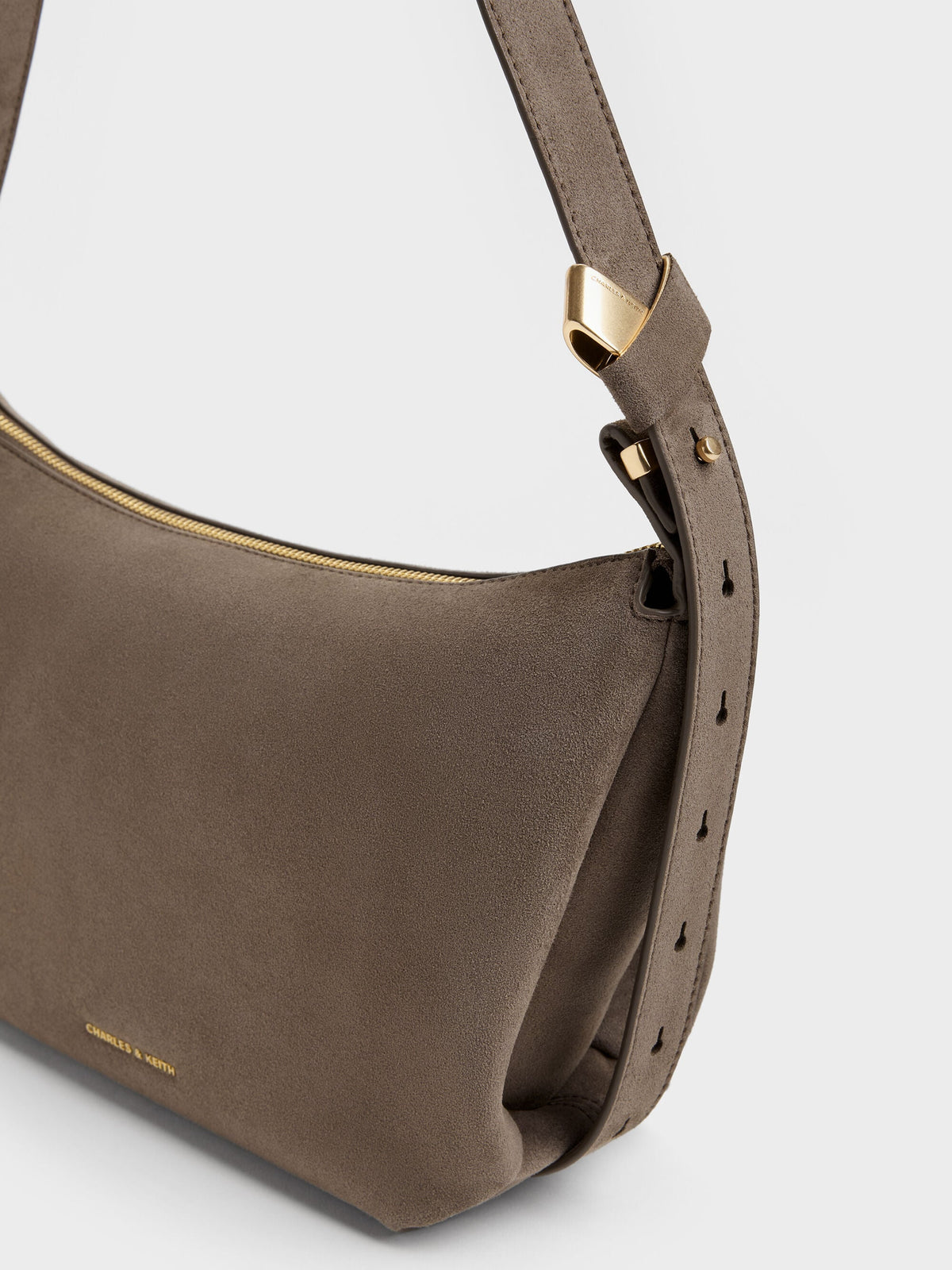 CHARLES & KEITH Essential / Zephyr Hobo Bag - Stone Grey