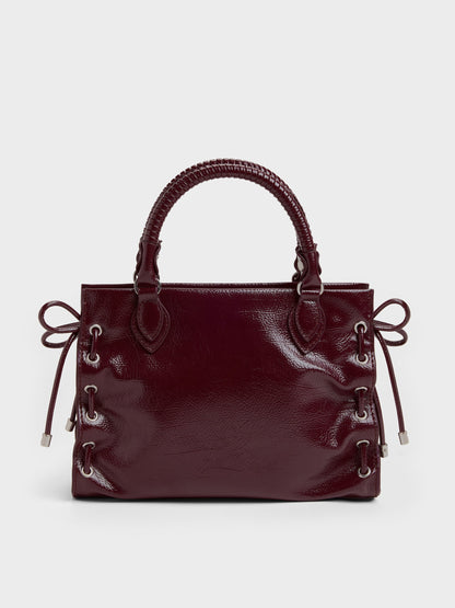 CHARLES & KEITH Value / Mini Nylah Grommet Lace-Up Tote Bag - Wineberry Red