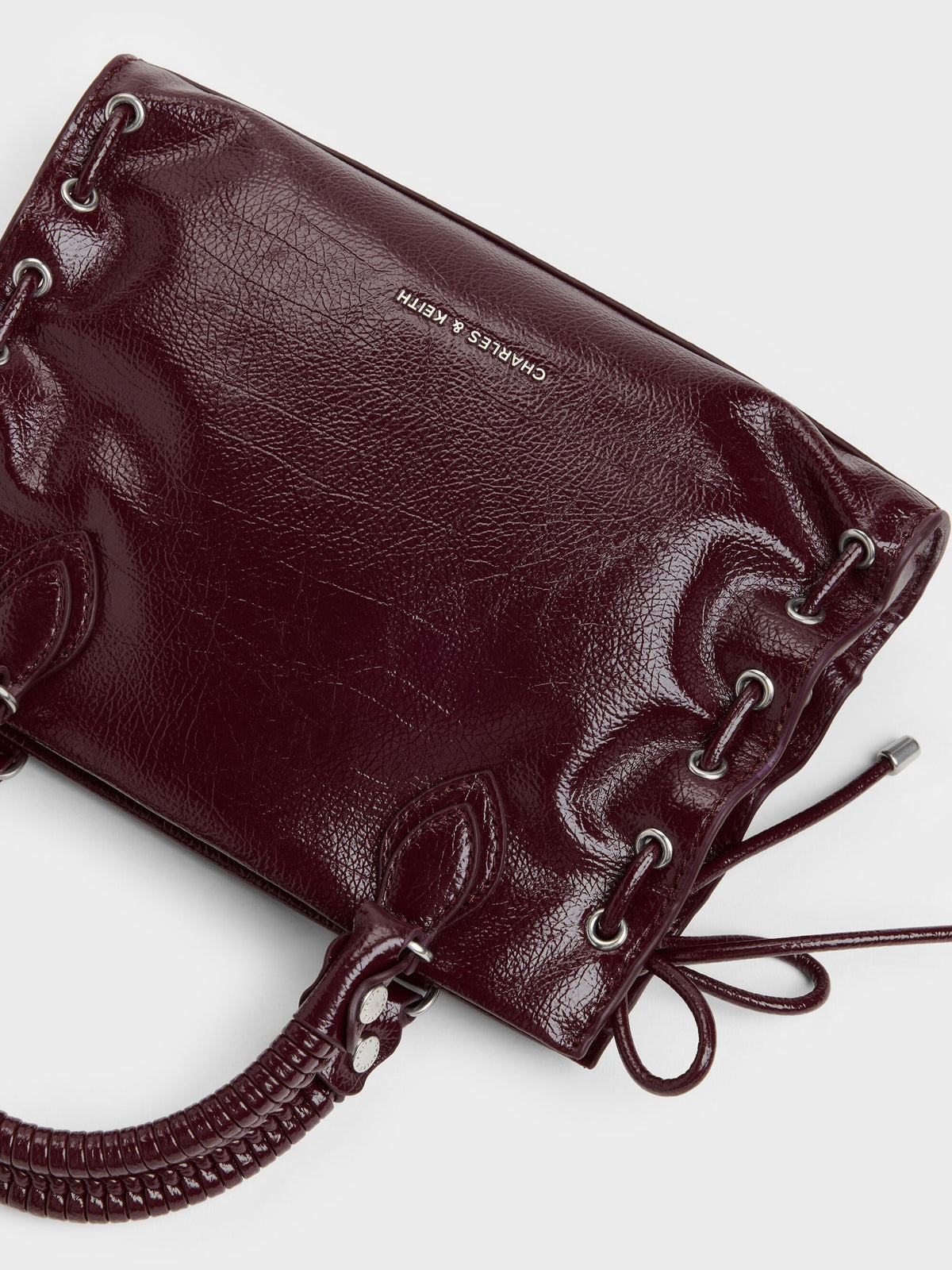 CHARLES & KEITH Value / Mini Nylah Grommet Lace-Up Tote Bag - Wineberry Red