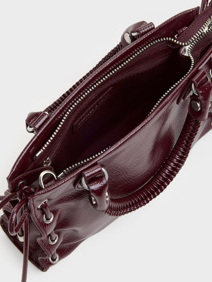 CHARLES & KEITH Value / Mini Nylah Grommet Lace-Up Tote Bag - Wineberry Red