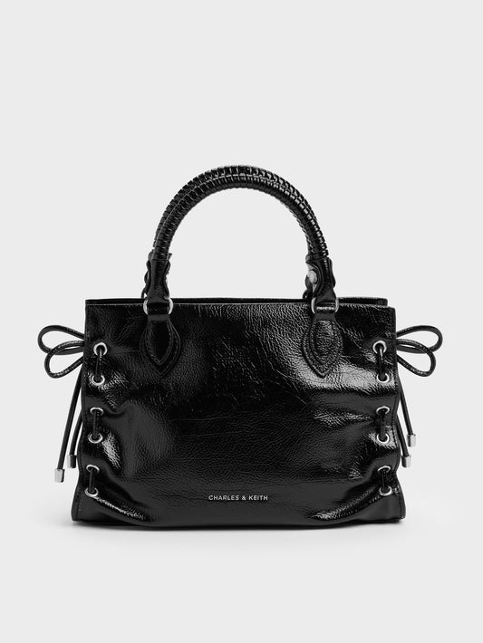 CHARLES & KEITH Best Price / Mini Nylah Grommet Lace-Up Tote Bag - Noir