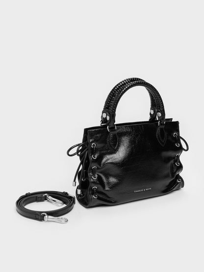CHARLES & KEITH Best Price / Mini Nylah Grommet Lace-Up Tote Bag - Noir