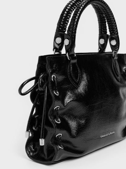 CHARLES & KEITH Best Price / Mini Nylah Grommet Lace-Up Tote Bag - Noir