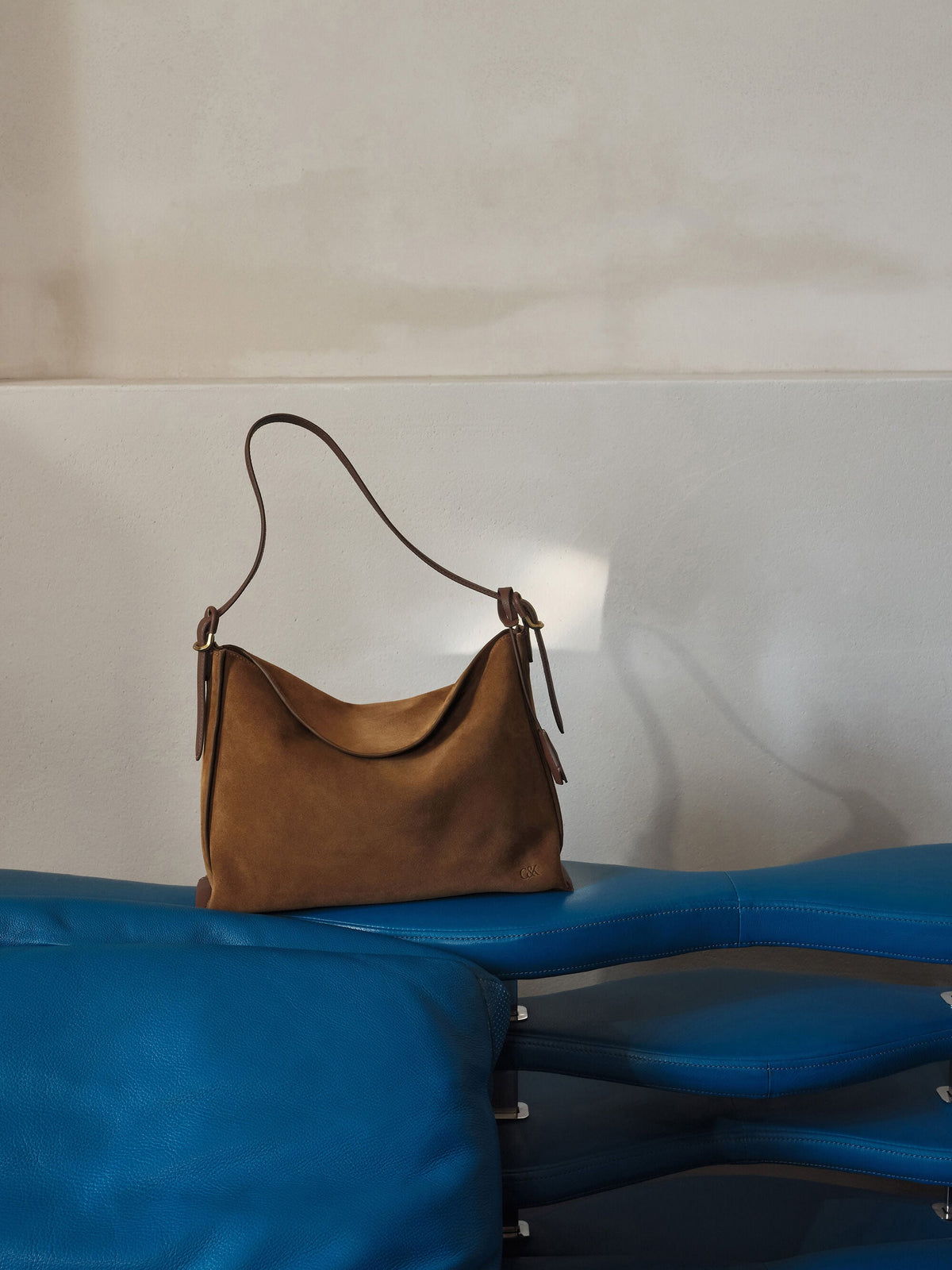 CHARLES & KEITH Sale / Large Leather & Suede Top-Flap Hobo Bag - Brown