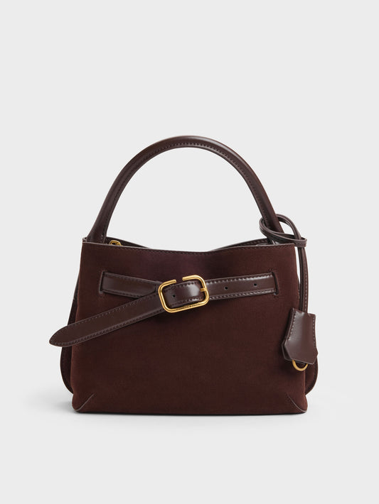 CHARLES & KEITH Trending / Victoria Belted Top Handle Bag - Espresso Brown