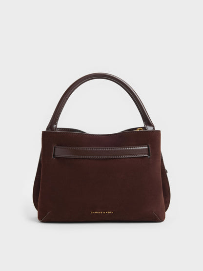 CHARLES & KEITH Trending / Victoria Belted Top Handle Bag - Espresso Brown