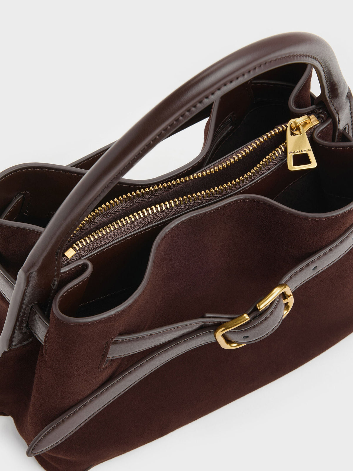 CHARLES & KEITH Trending / Victoria Belted Top Handle Bag - Espresso Brown
