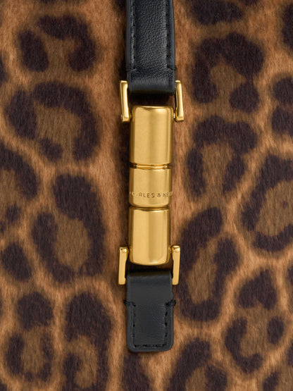 CHARLES & KEITH Discount / Cesia Leopard-Print Metallic-Accent Bucket Bag - Multi