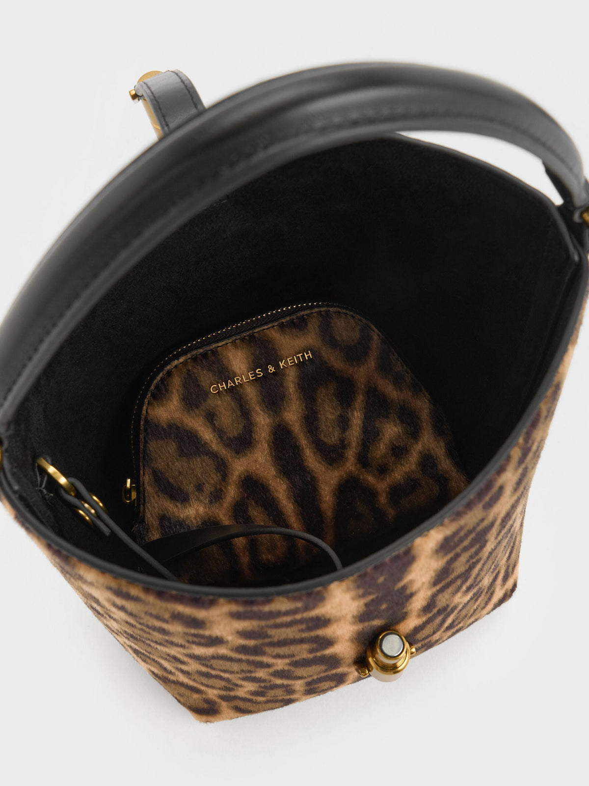 CHARLES & KEITH Discount / Cesia Leopard-Print Metallic-Accent Bucket Bag - Multi
