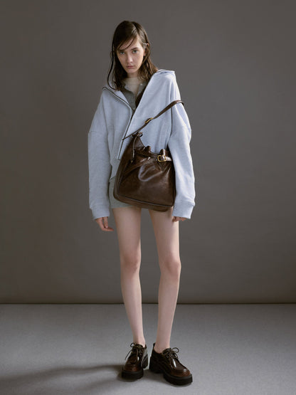 CHARLES & KEITH Popular / Victoria Belted Hobo Bag - Distressed Coffee