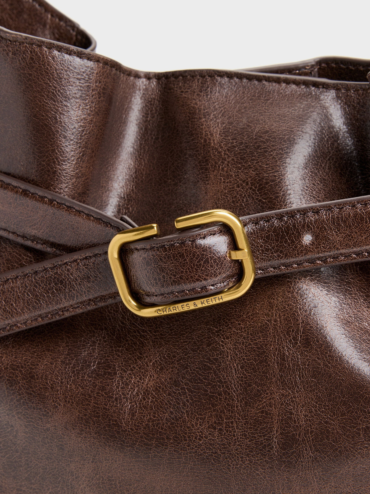 CHARLES & KEITH Popular / Victoria Belted Hobo Bag - Distressed Coffee