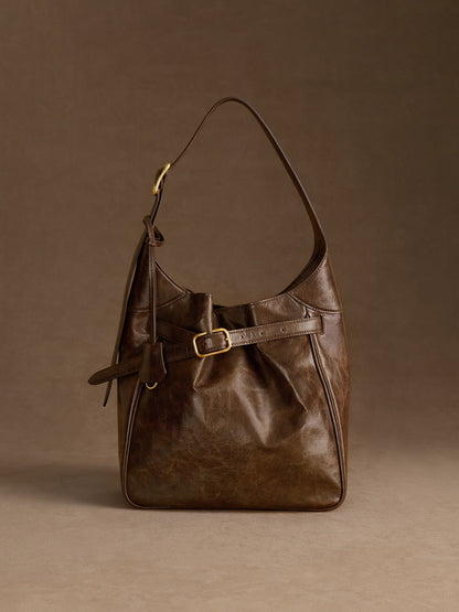 CHARLES & KEITH Popular / Victoria Belted Hobo Bag - Distressed Coffee