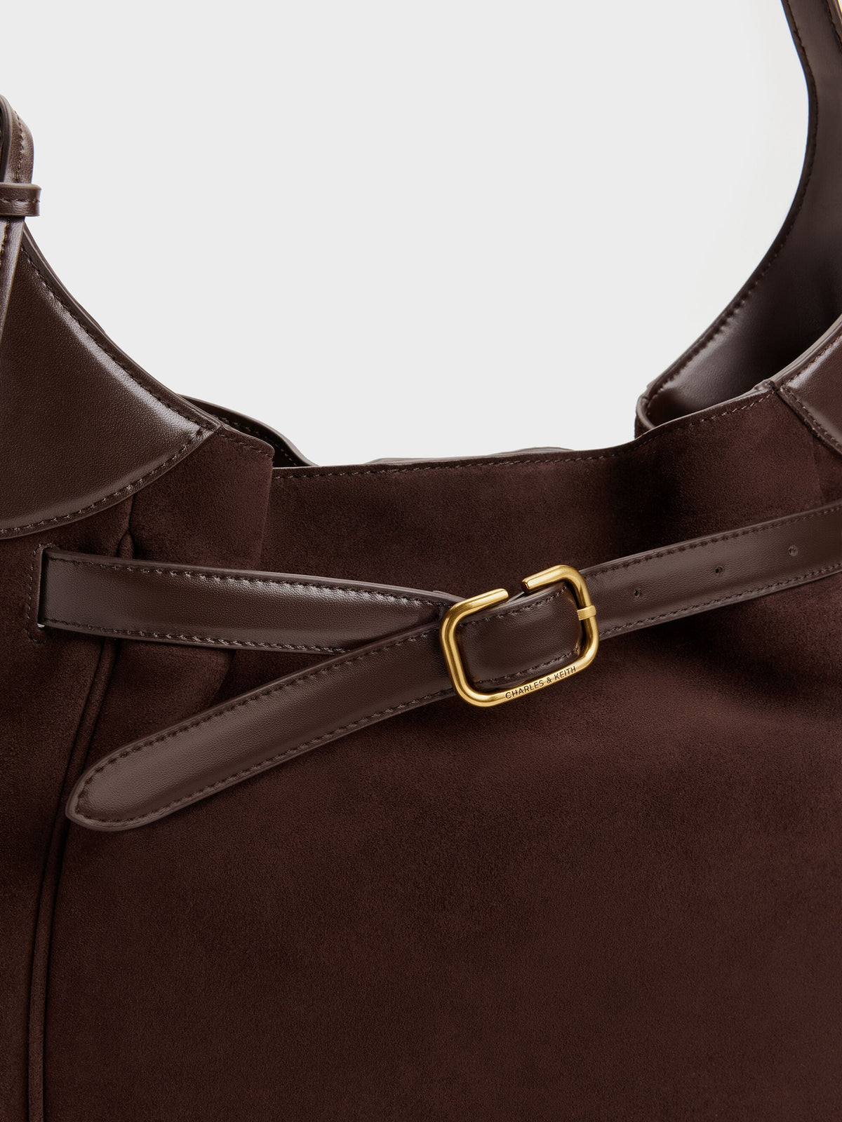 CHARLES & KEITH Hot Sale / Victoria Belted Hobo Bag - Espresso Brown