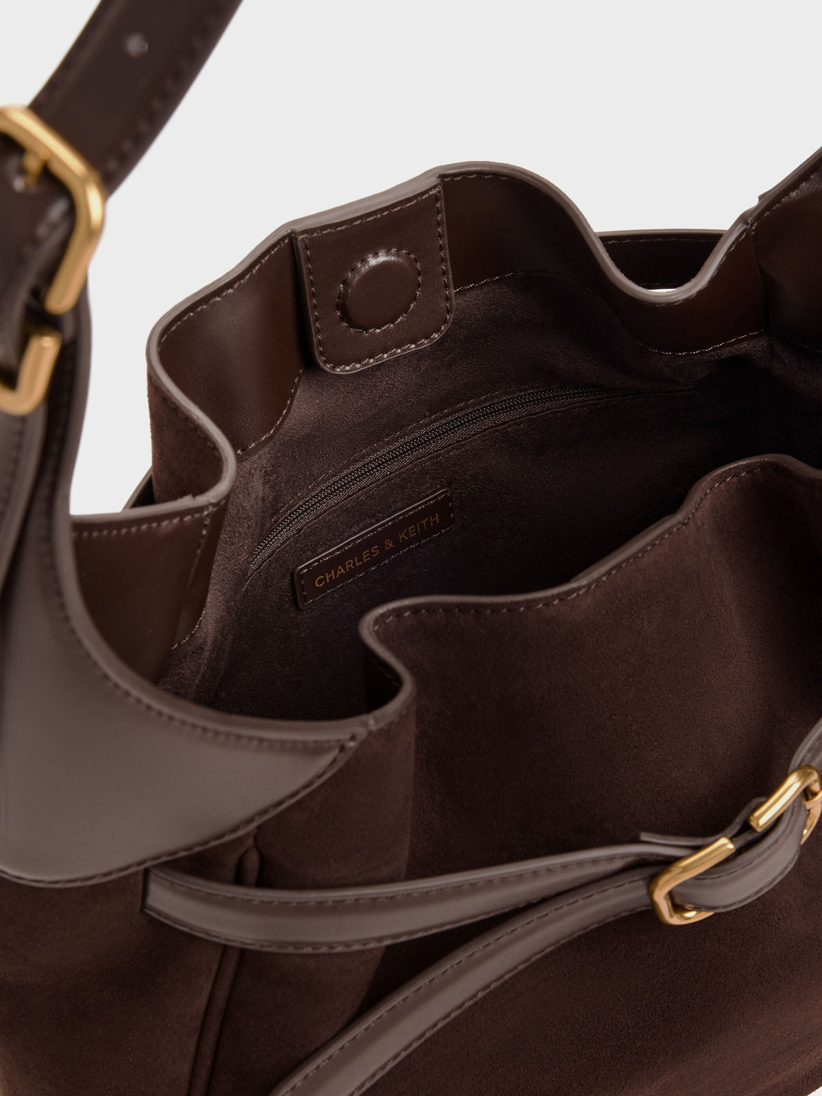 CHARLES & KEITH Hot Sale / Victoria Belted Hobo Bag - Espresso Brown