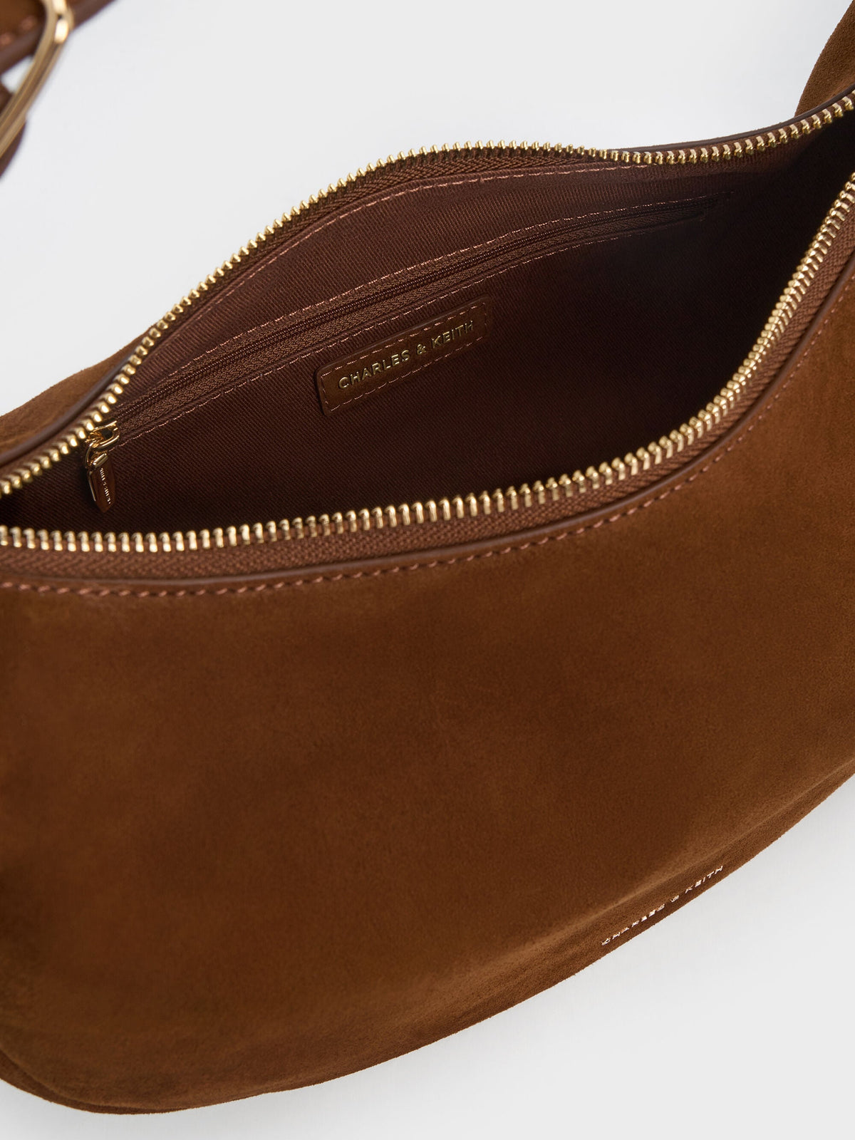 CHARLES & KEITH Discount / Large Vega Faux Suede Hobo Bag - Pecan Brown