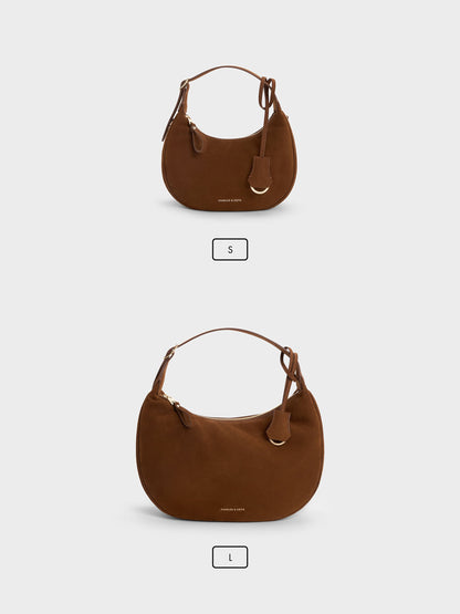 CHARLES & KEITH Discount / Large Vega Faux Suede Hobo Bag - Pecan Brown