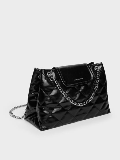 CHARLES & KEITH Recommended / Large Apfra Quilted Shoulder Bag - Noir