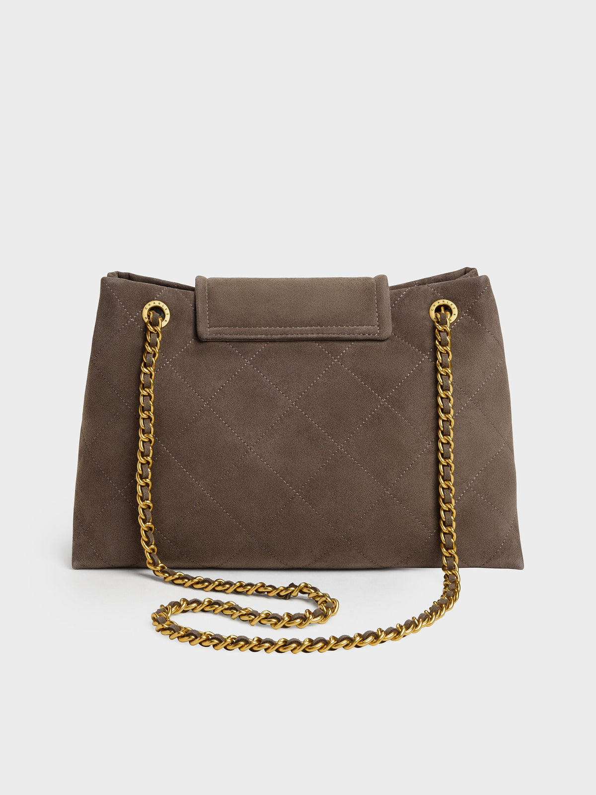 CHARLES & KEITH Special Offer / Large Apfra Quilted Shoulder Bag - Stone Grey