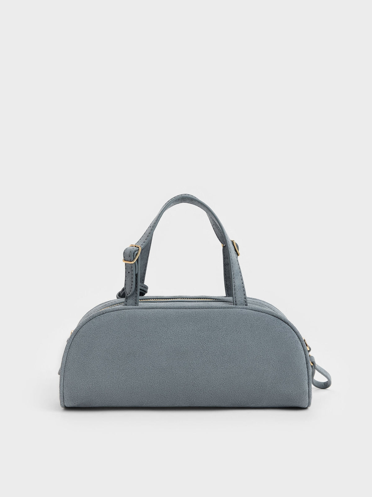 CHARLES & KEITH Classic / Vega Faux Suede Elongated Bowling Bag - Smoky Blue