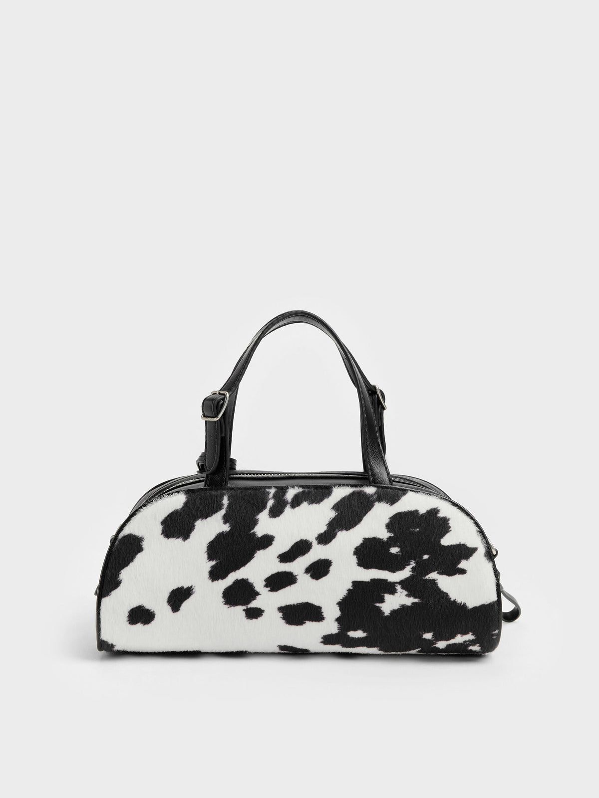 CHARLES & KEITH Smart Buy / Vega Furry Cow-Print Elongated Bowling Bag - Multi