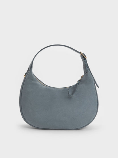 CHARLES & KEITH Special Offer / Vega Faux Suede Hobo Bag - Smoky Blue