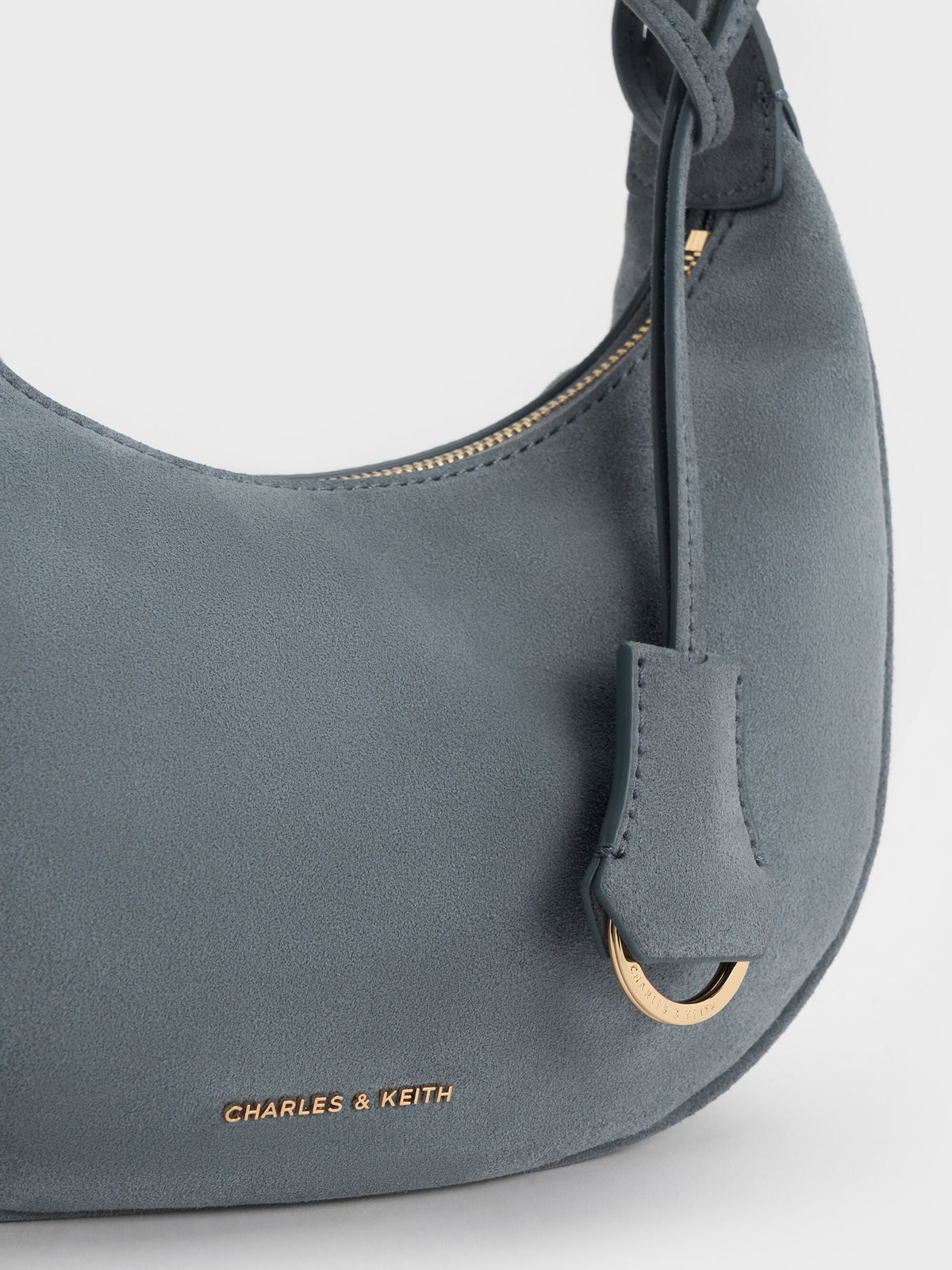CHARLES & KEITH Special Offer / Vega Faux Suede Hobo Bag - Smoky Blue