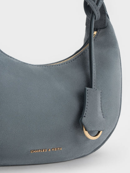 CHARLES & KEITH Special Offer / Vega Faux Suede Hobo Bag - Smoky Blue