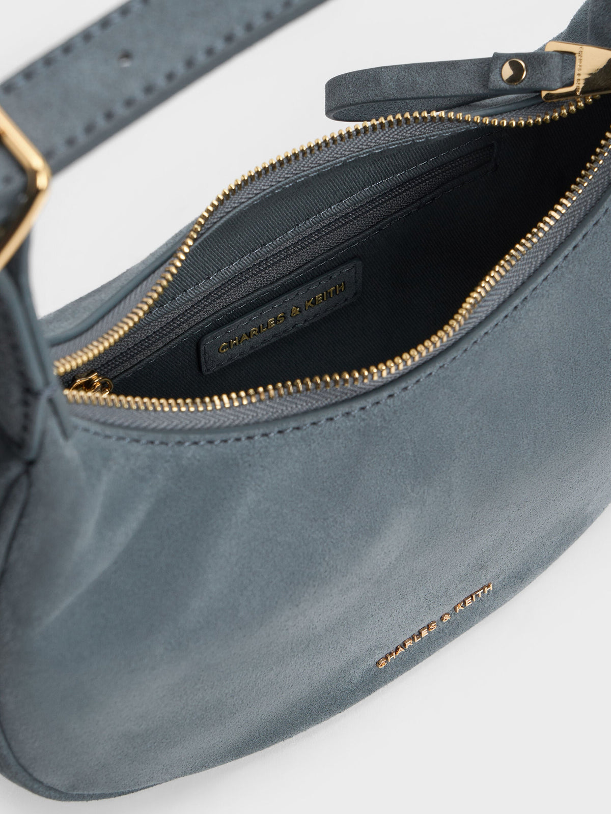 CHARLES & KEITH Special Offer / Vega Faux Suede Hobo Bag - Smoky Blue