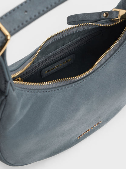 CHARLES & KEITH Special Offer / Vega Faux Suede Hobo Bag - Smoky Blue