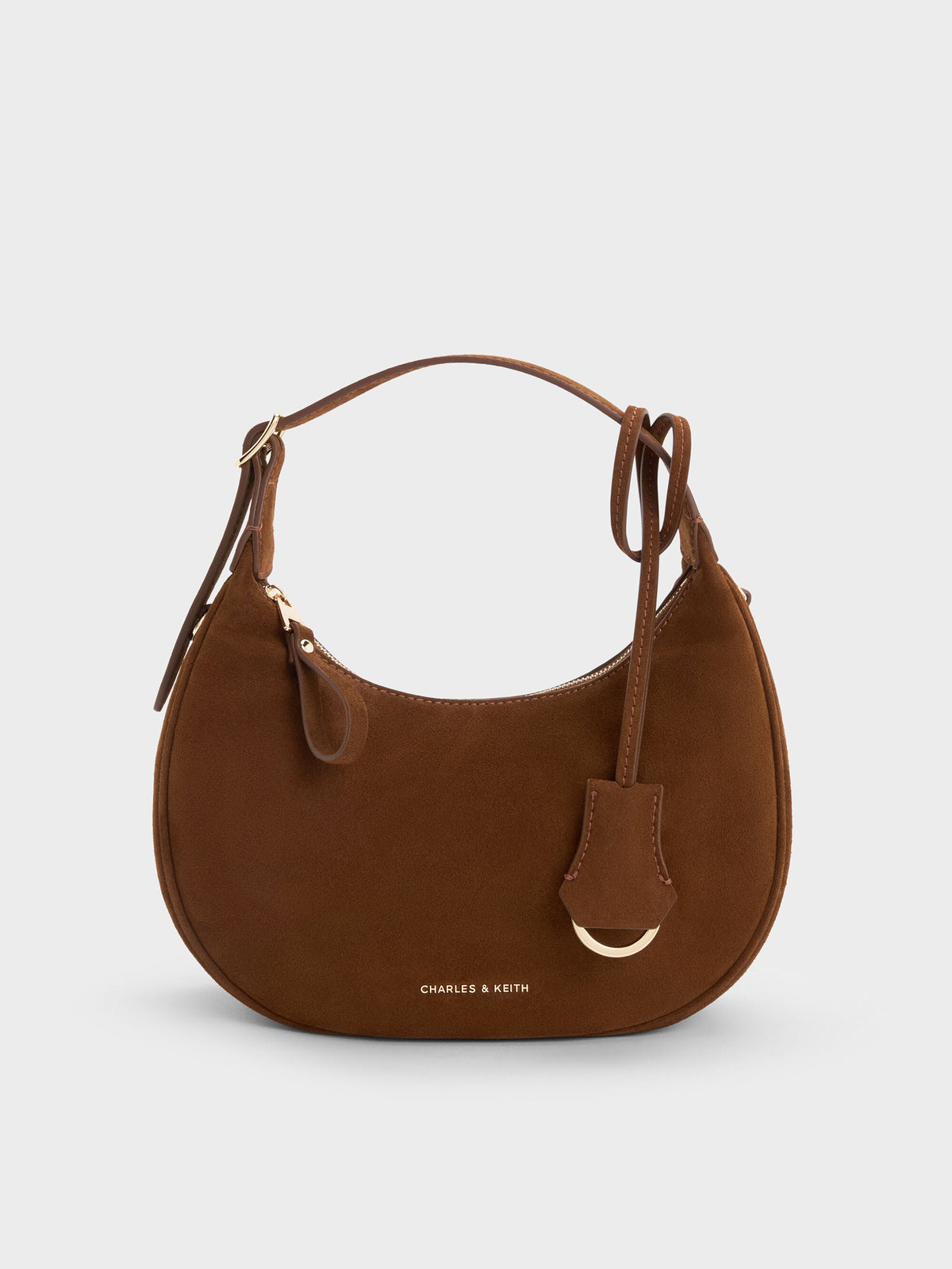 CHARLES & KEITH Top Pick / Vega Faux Suede Hobo Bag - Pecan Brown