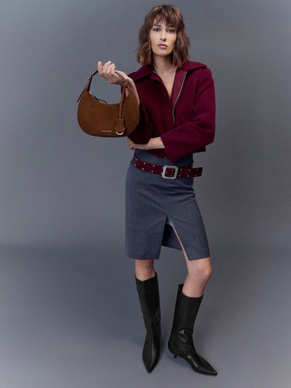 CHARLES & KEITH Top Pick / Vega Faux Suede Hobo Bag - Pecan Brown