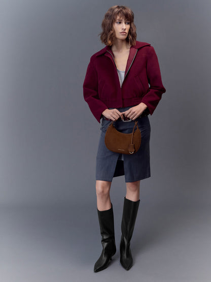 CHARLES & KEITH Top Pick / Vega Faux Suede Hobo Bag - Pecan Brown