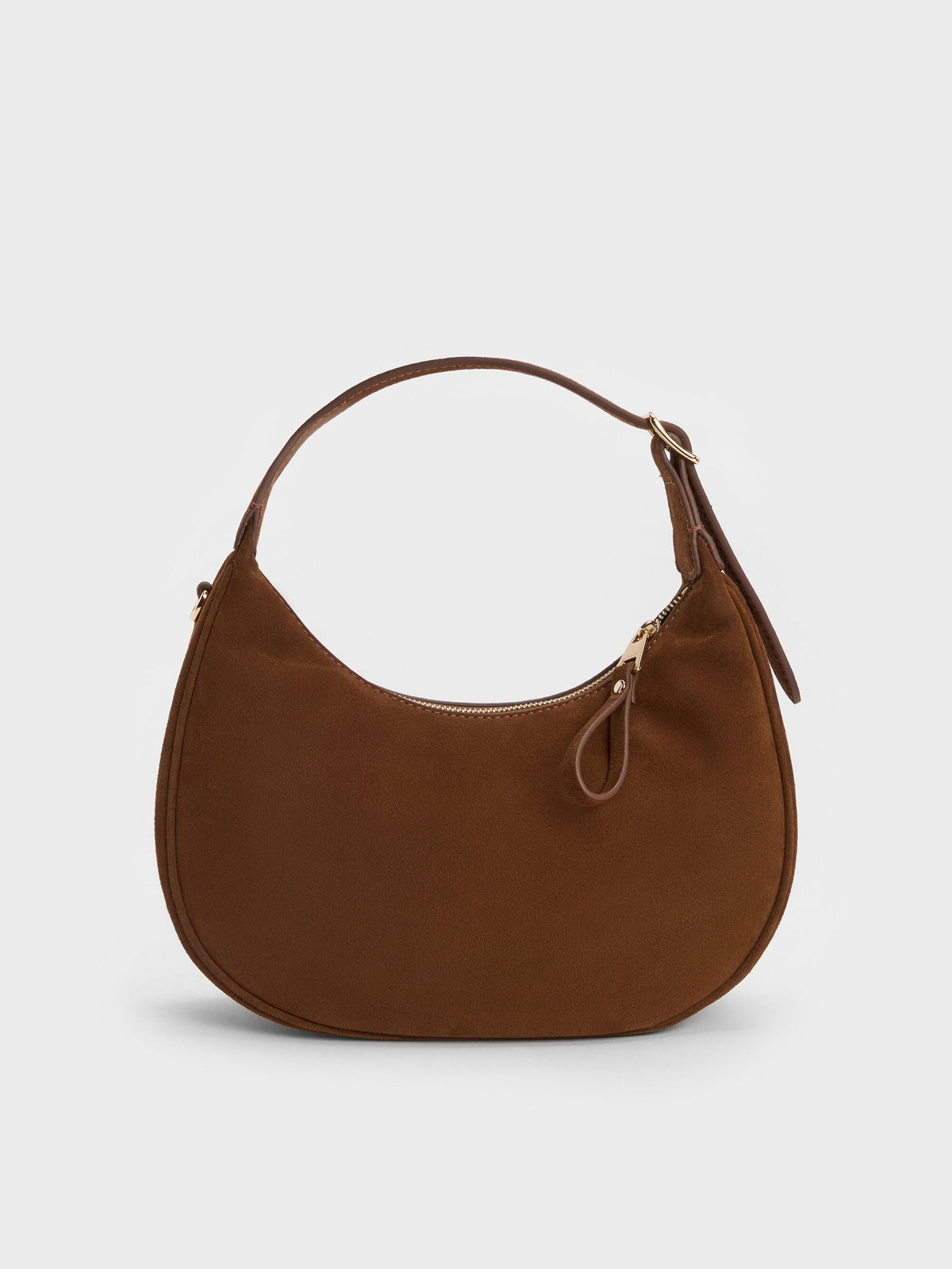 CHARLES & KEITH Top Pick / Vega Faux Suede Hobo Bag - Pecan Brown