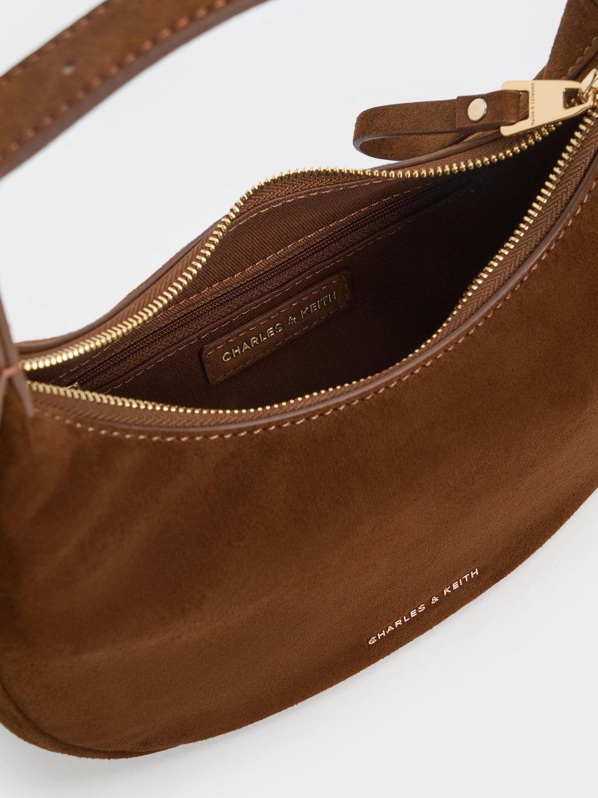 CHARLES & KEITH Top Pick / Vega Faux Suede Hobo Bag - Pecan Brown