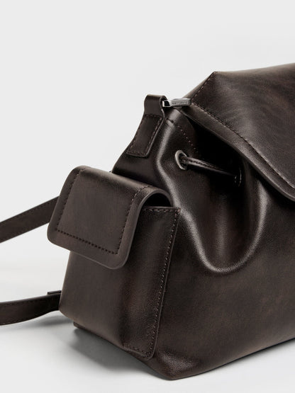 CHARLES & KEITH Value / Noane Side-Pocket Two-Way Bucket Bag - Dark Brown