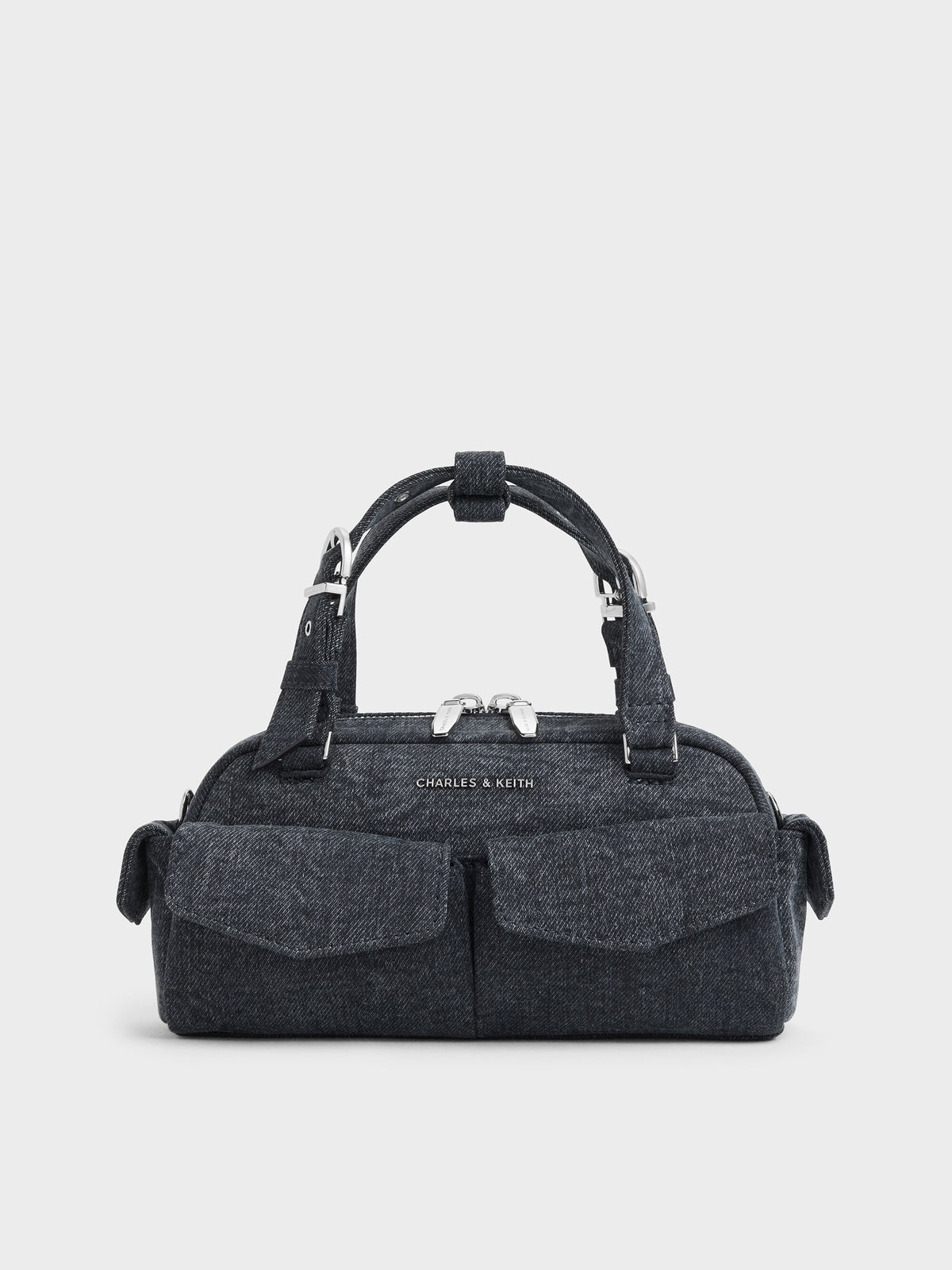 CHARLES & KEITH Trusted / Rachel Denim Multi-Pocket Bowling Bag - Denim Blue