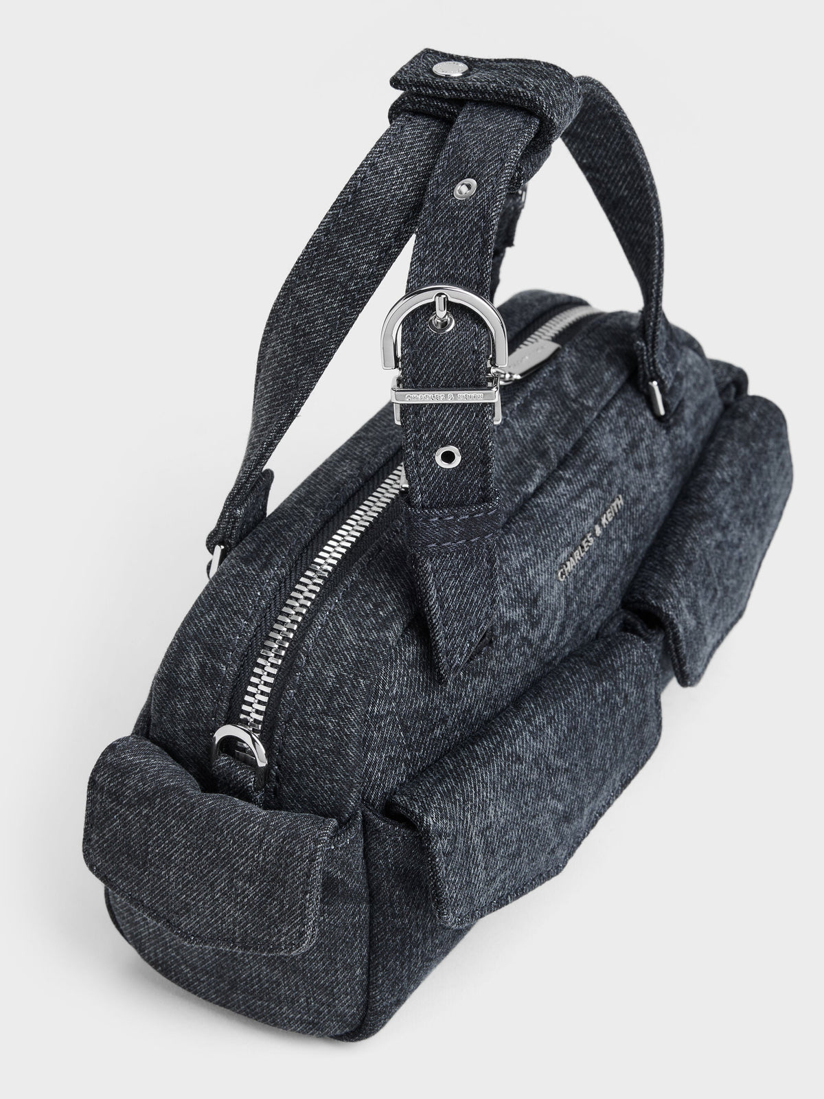 CHARLES & KEITH Trusted / Rachel Denim Multi-Pocket Bowling Bag - Denim Blue