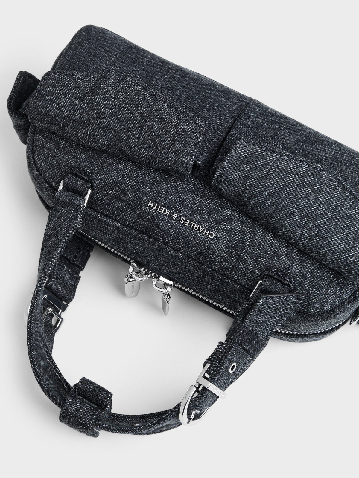 CHARLES & KEITH Trusted / Rachel Denim Multi-Pocket Bowling Bag - Denim Blue