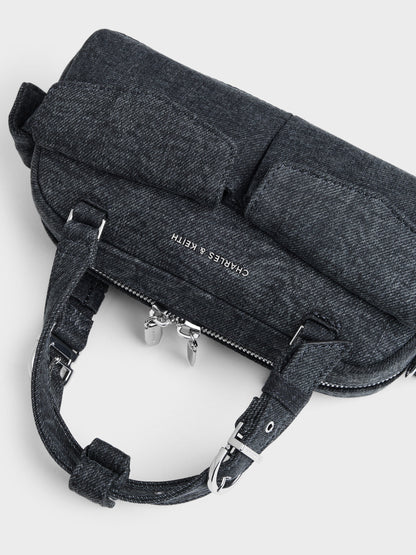 CHARLES & KEITH Trusted / Rachel Denim Multi-Pocket Bowling Bag - Denim Blue