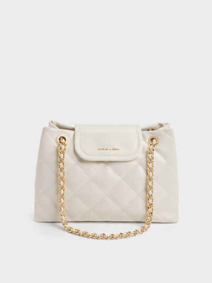 CHARLES & KEITH Trending / Apfra Quilted Shoulder Bag - Cream