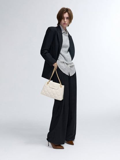 CHARLES & KEITH Trending / Apfra Quilted Shoulder Bag - Cream