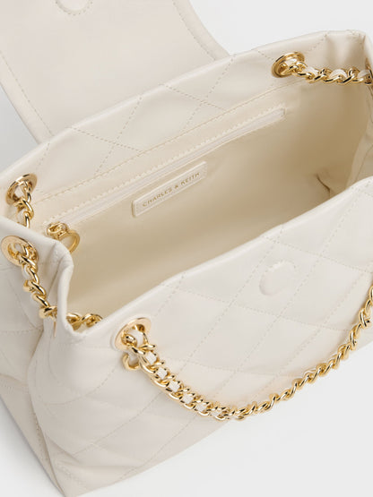 CHARLES & KEITH Trending / Apfra Quilted Shoulder Bag - Cream