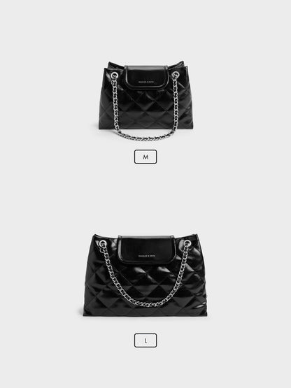 CHARLES & KEITH Latest / Apfra Quilted Shoulder Bag - Noir
